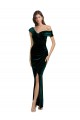 Sleeveless Sweetheart Stretch Velvet Dark Green Long High Low Evening Gown / Prom Dress / Bridesmaid Dress Adelaide
