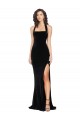 Sleeveless High Neck Stretch Velvet Black Long Semi Formal Evening Dress / Prom Dress / Bridesmaid Dress Adelaide