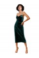 Sleeveless Cowl Neck Stretch Velvet Dark Green Midi Length Formal Dress / Bridesmaid Dress Adelaide