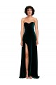 Sleeveless Sweetheart Stretch Velvet Dark Green Sweep Train Semi Formal Evening Dress / Prom Dress / Bridesmaid Dress Adelaide